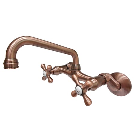 Kingston Brass KS213AC Kingston Two Handle Wall Mount Kitchen Faucet, Antique Copper KS213AC